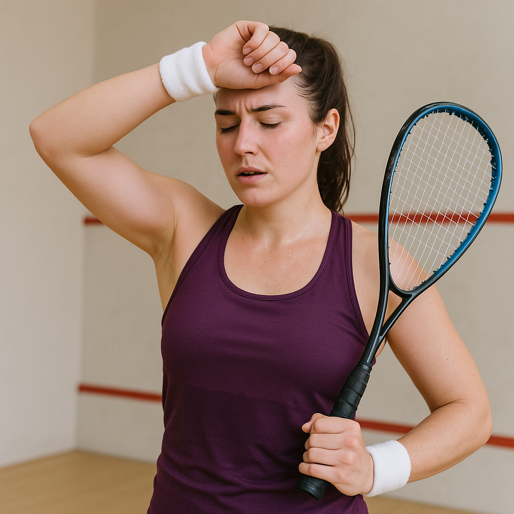 Squash Spielerin Sommer heiss